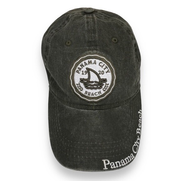 Lucky 7 USA Panama City Beach 6 Panel Olive Adjustable Hook Loop Hat Ball Cap - Picture 1 of 10